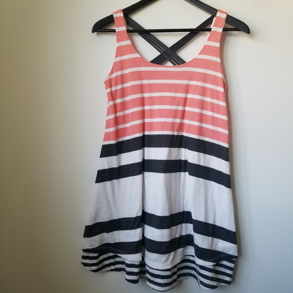 Anthropologie Puella Pink Grey and White Stripe Knit A-line Casual Dress - Picture 10 of 10
